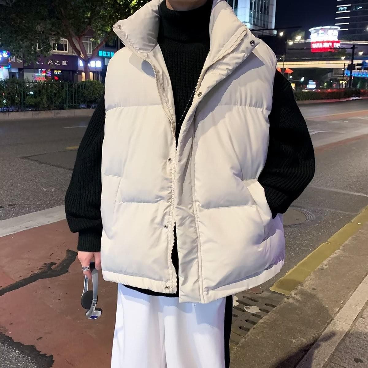 ベスト メンズ ダウン 都会派スタイル スタンドカラー ダウンベスト