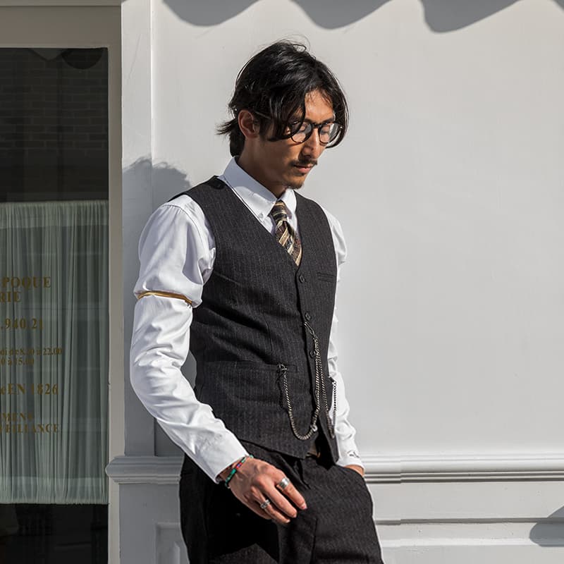 ベスト メンズ スーツ クラシックストライプ フォーマルベスト