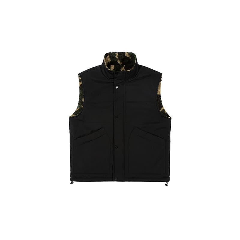 メンズ ベスト メンズ両面着用迷彩柄中綿ベスト防寒アウター