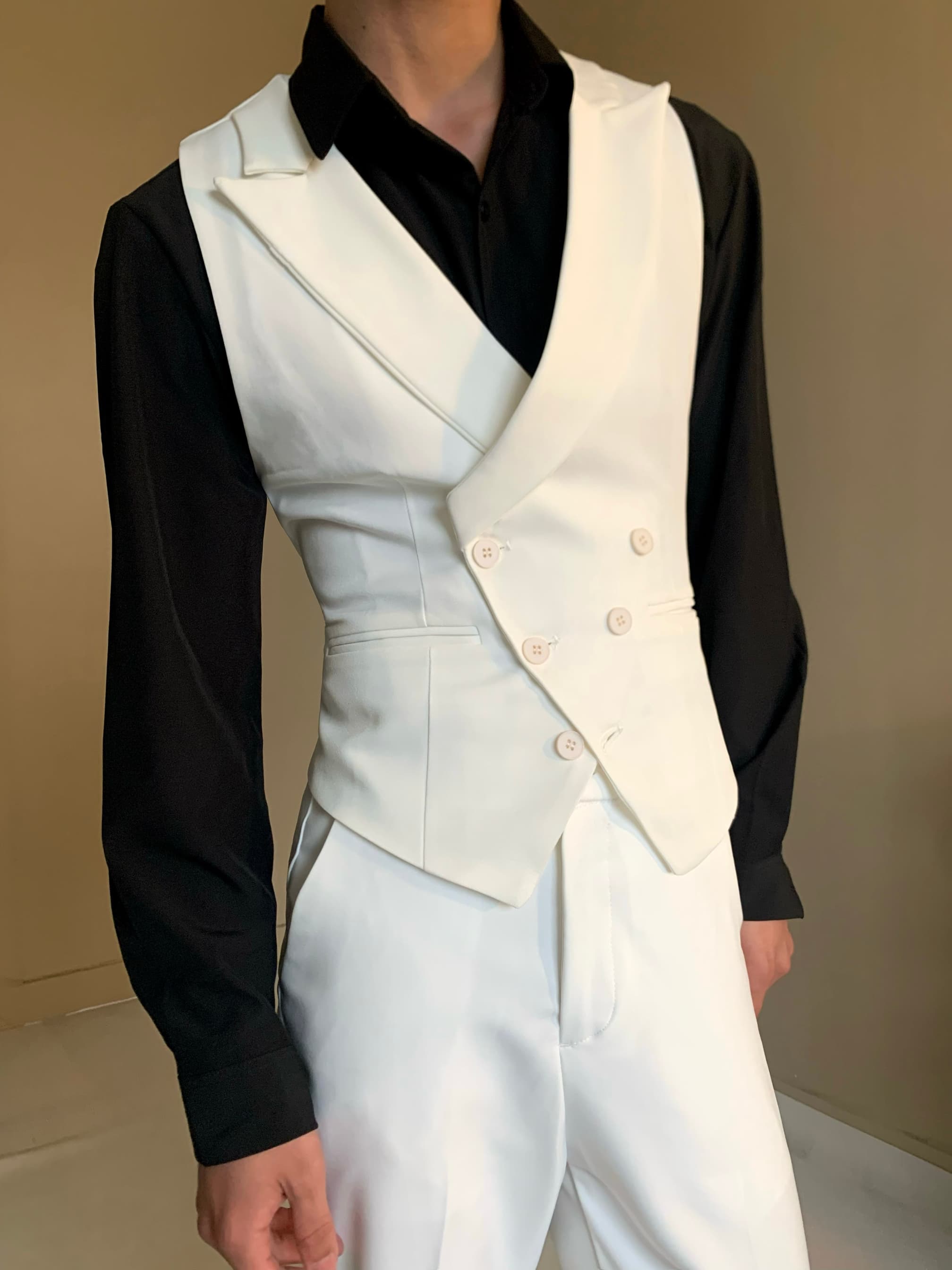 ベスト メンズ スーツ 上質ダブルベスト フォーマル仕立て