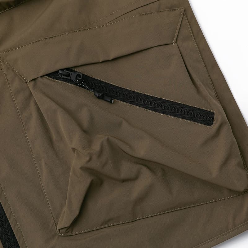 メンズ ベスト 多機能ポケット付きアウトドアベスト アーミーグリーン ナイロン