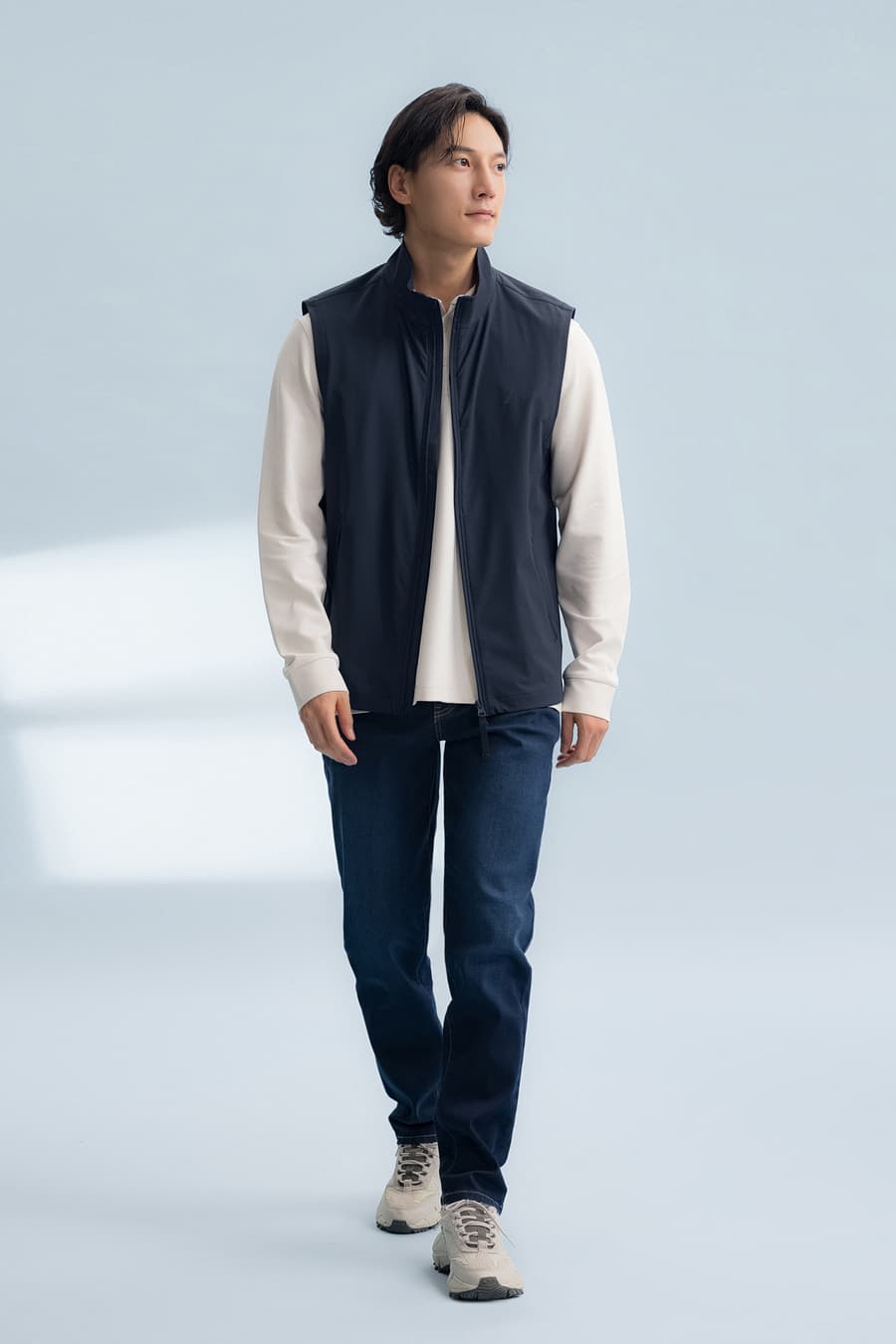 ベスト メンズ ナイロン スタンドカラー ミニマル ベスト