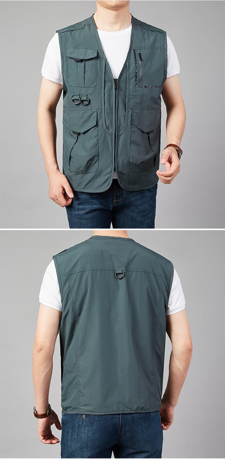 ベスト メンズ ナイロン マルチポケット機能性ベスト