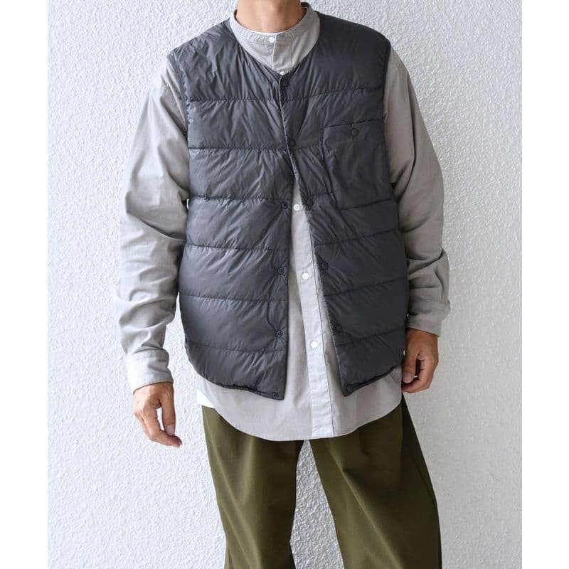 ベスト メンズ ダウン シンプル胸ポケット付きダウンベスト