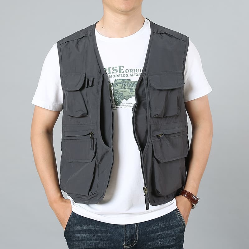 ベスト メンズ ナイロン 多機能ポケット実用ベスト