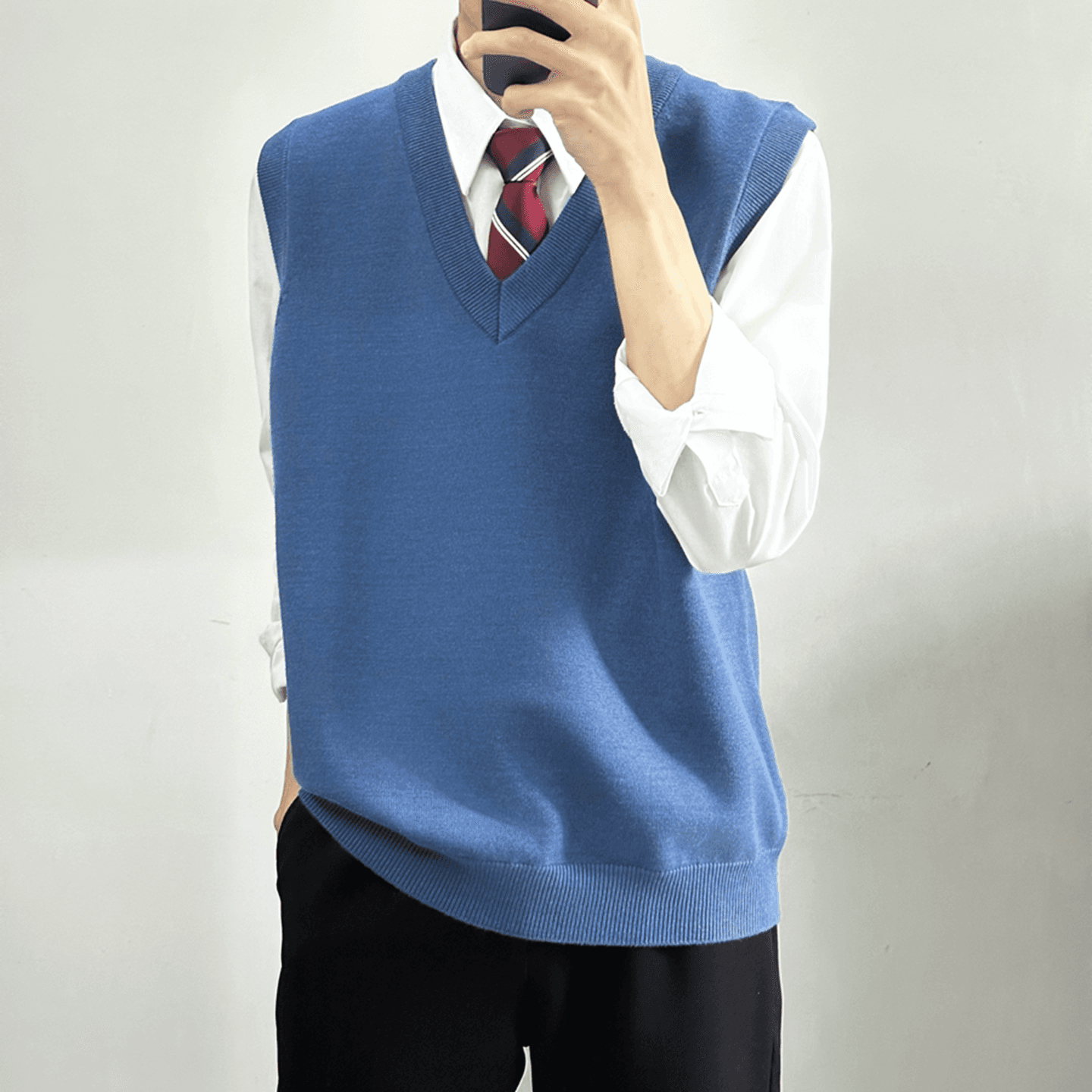 ベスト メンズ ニット シンプル学院風ベストニット