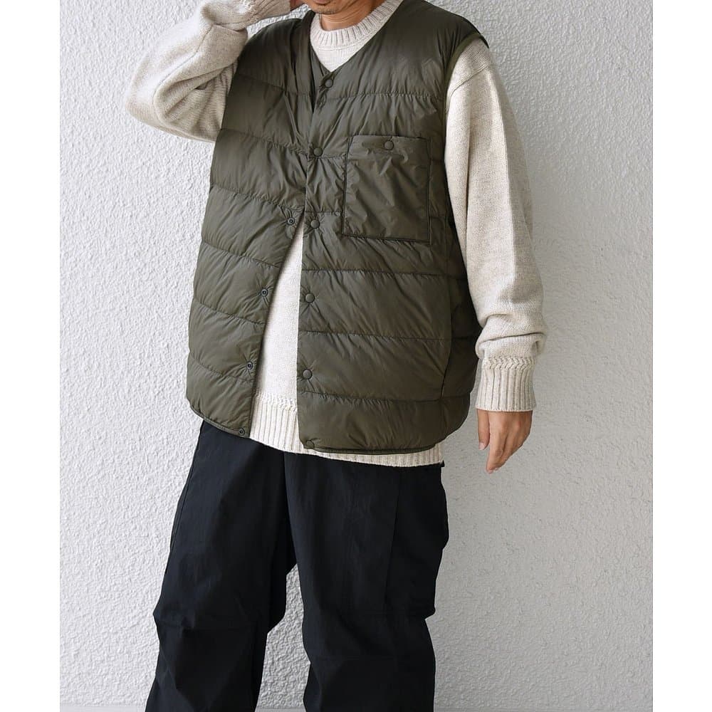 ベスト メンズ ダウン シンプル胸ポケット付きダウンベスト