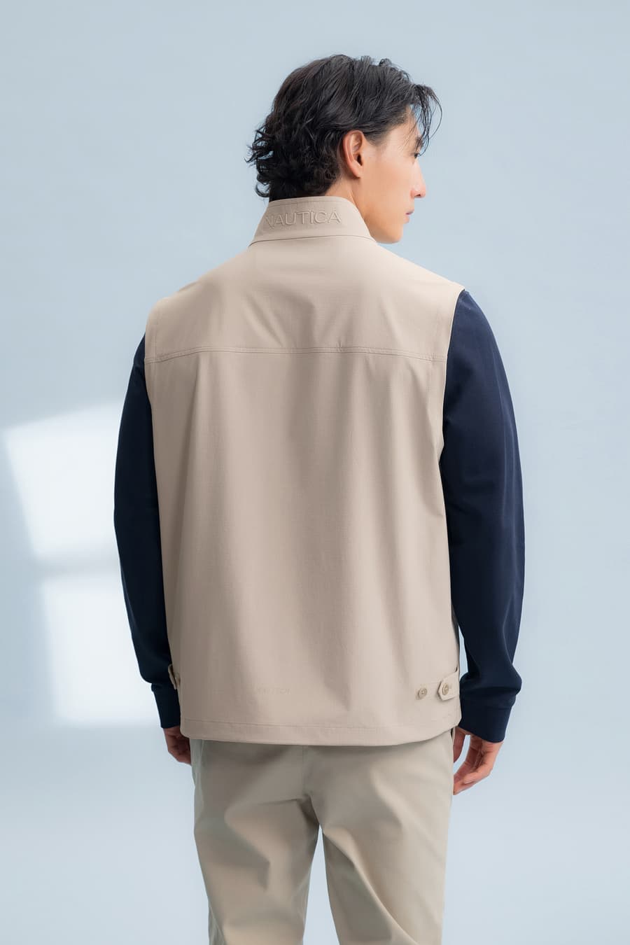 ベスト メンズ ナイロン スタンドカラー ミニマル ベスト