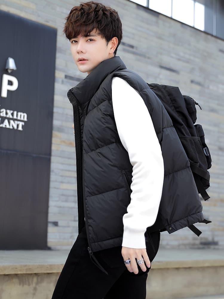 ベスト メンズ スタイリッシュ 立体キルト ダウンベスト