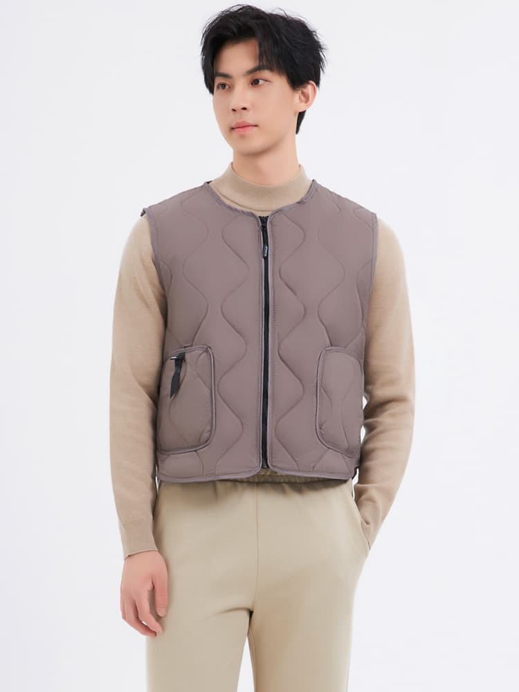 ベスト メンズ ダウン 波型キルティングインナーベスト