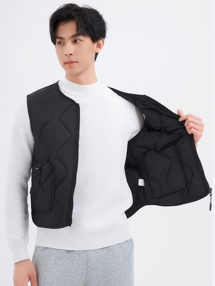 ベスト メンズ ダウン 波型キルティングインナーベスト