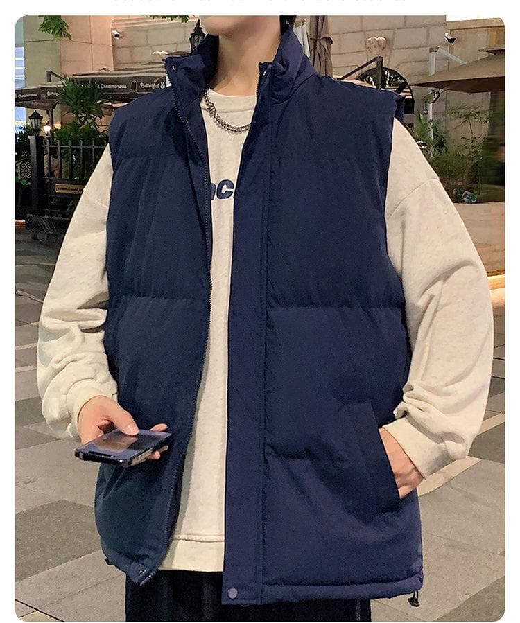 ベスト メンズ ダウン スタンドカラー 軽量ダウンベスト