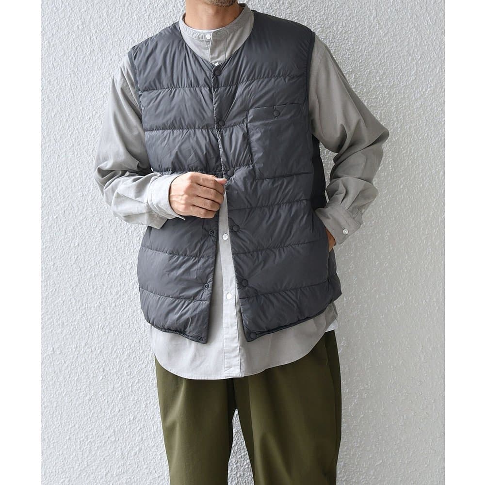 ベスト メンズ ダウン シンプル胸ポケット付きダウンベスト