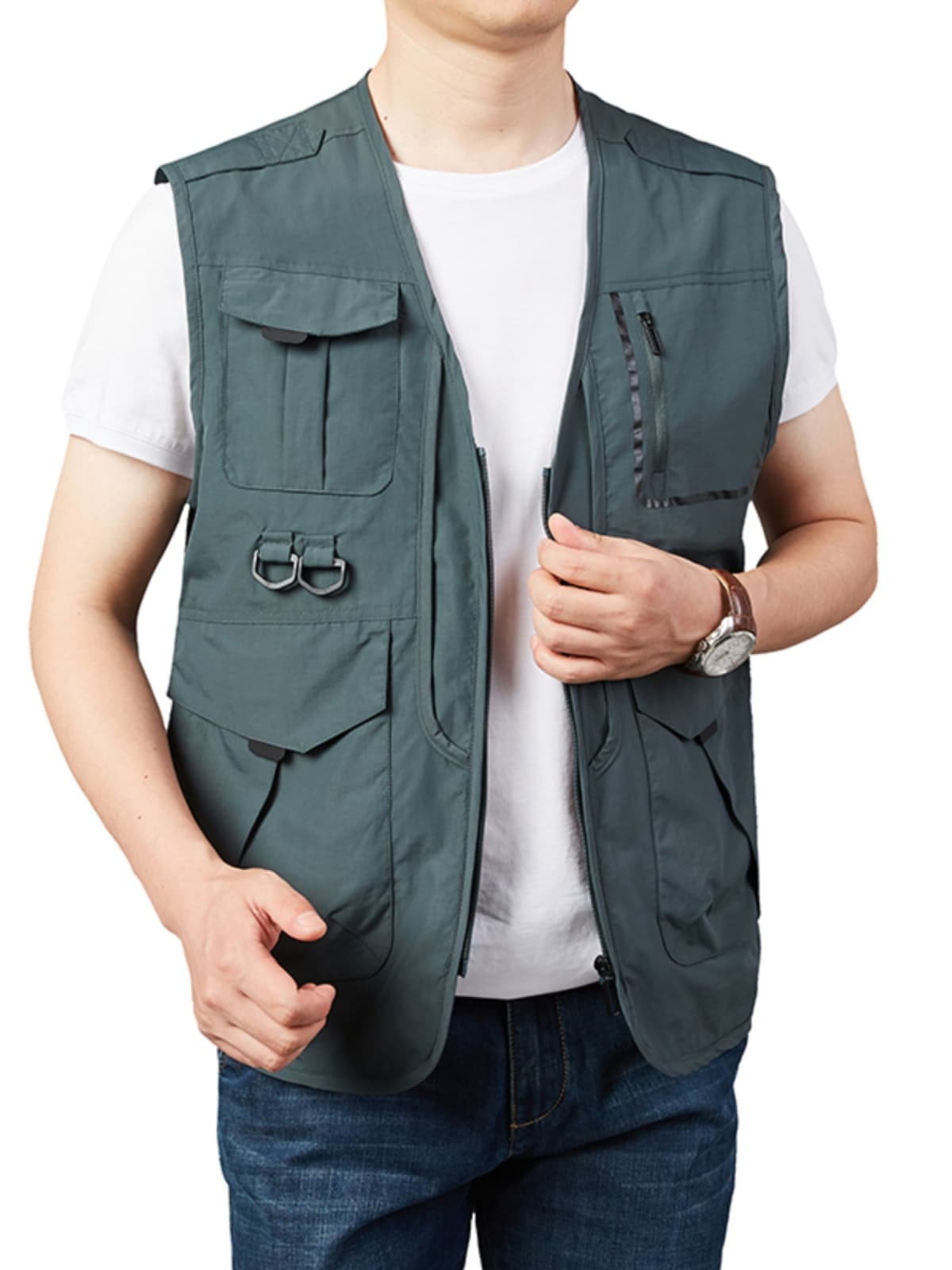 ベスト メンズ ナイロン マルチポケット機能性ベスト