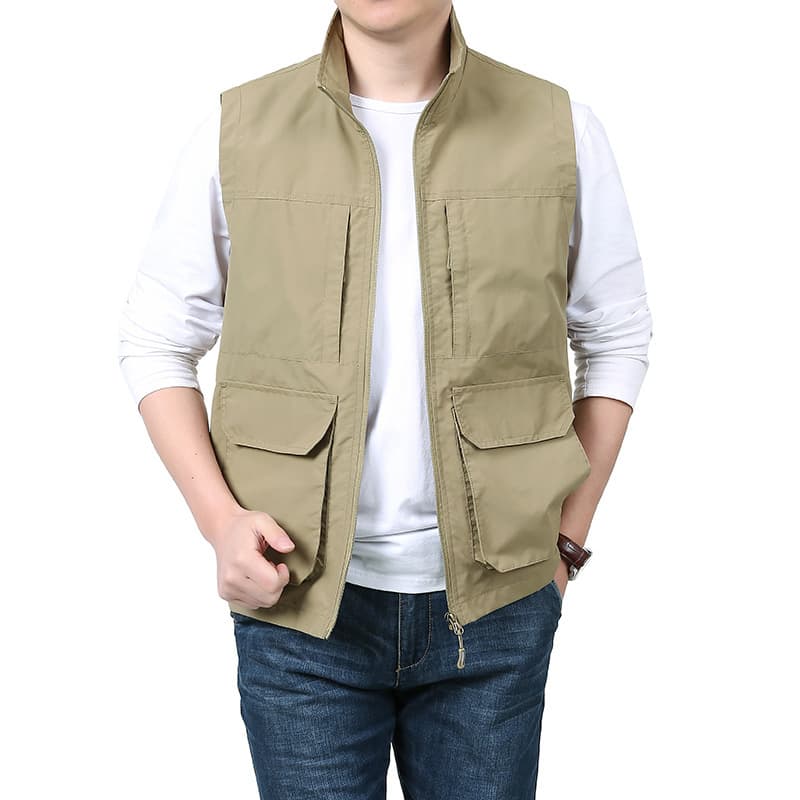 メンズ ベスト マルチポケット機能的ナイロンベスト