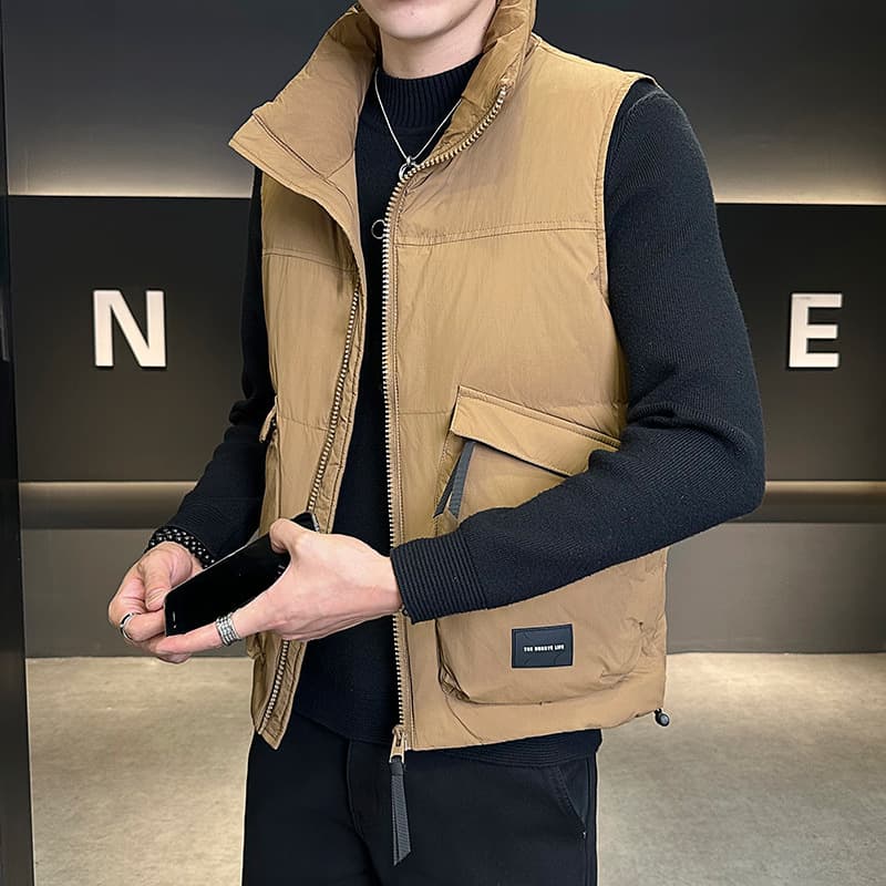 ベスト メンズ ダウン スタンドカラー軽量ダウンベスト