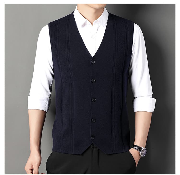 ベスト メンズ  ニット 上質縦柄デザイン