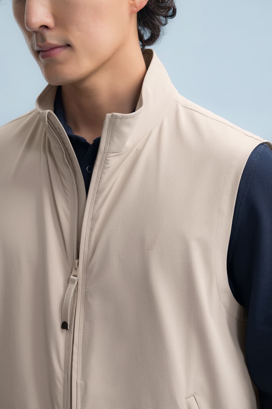 ベスト メンズ ナイロン スタンドカラー ミニマル ベスト