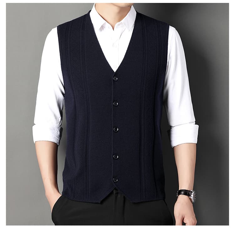 ベスト メンズ  ニット 上質縦柄デザイン