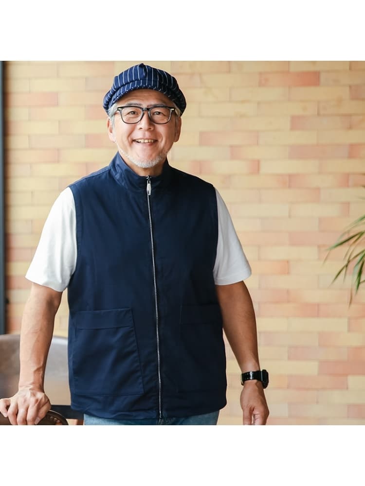 ベスト メンズ シンプル機能性ジップアップベスト
