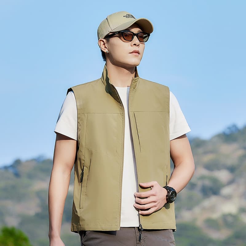 ベスト メンズ 多機能ポケット付き軽量ナイロンベスト