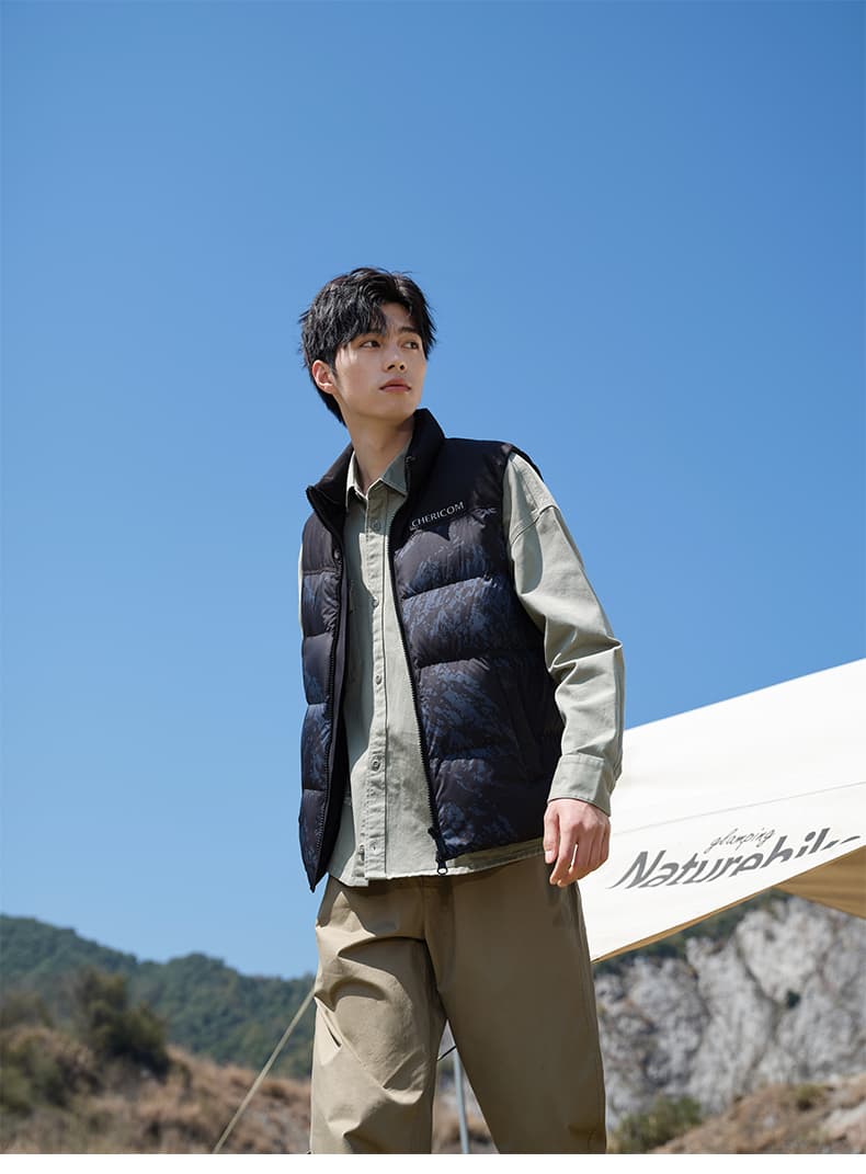 ベスト メンズ ダウン 機能性バイカラーダウンベスト