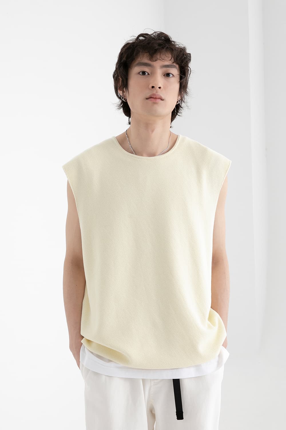 ベスト メンズ ニット シンプル涼風ニットベスト
