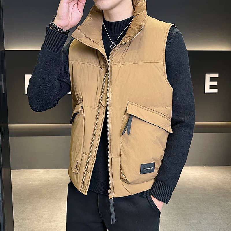 ベスト メンズ ダウン スタンドカラー軽量ダウンベスト