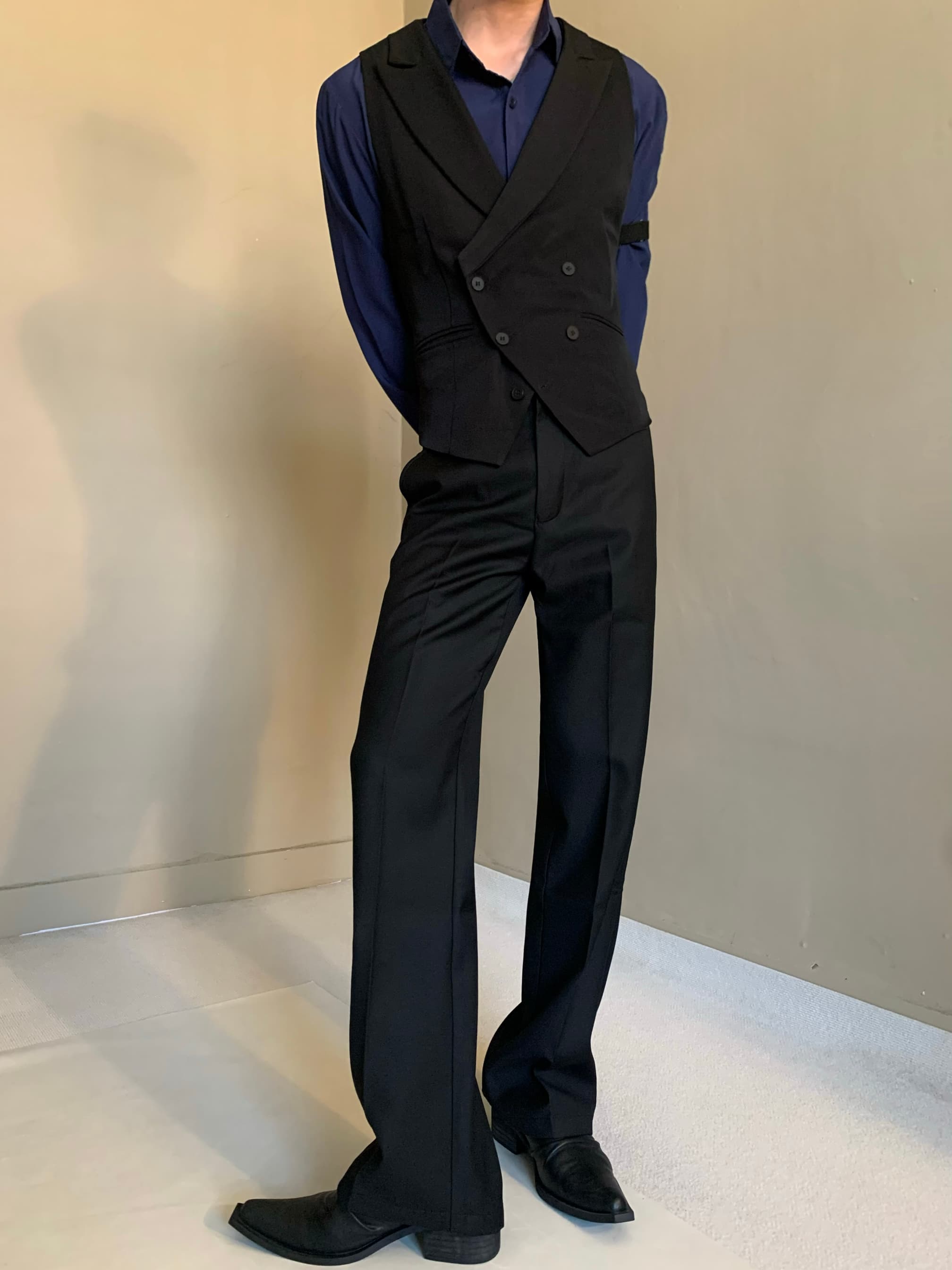 ベスト メンズ スーツ 上質ダブルベスト フォーマル仕立て