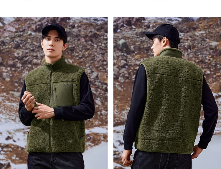 ベスト メンズ フリース もこもこ立ち襟