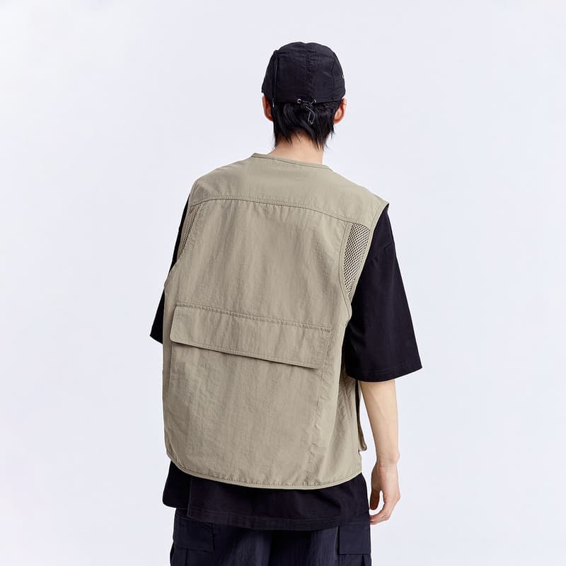ベスト メンズ 多機能ポケット付きナイロン製ミリタリー風ベスト