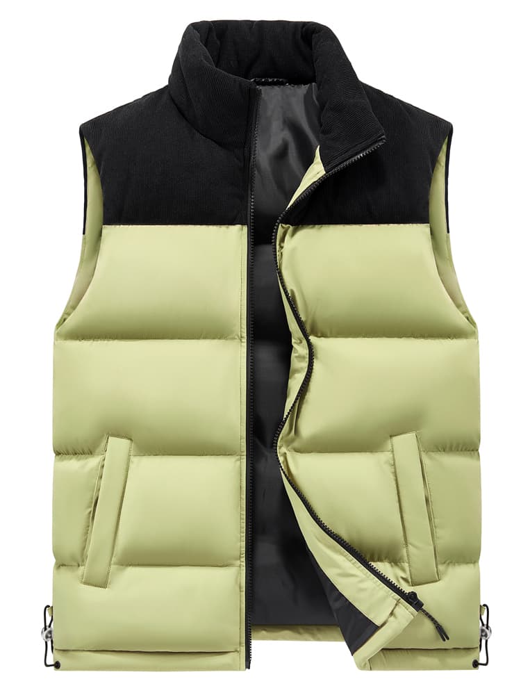 ベスト メンズ 切り替えハイネックダウンベスト
