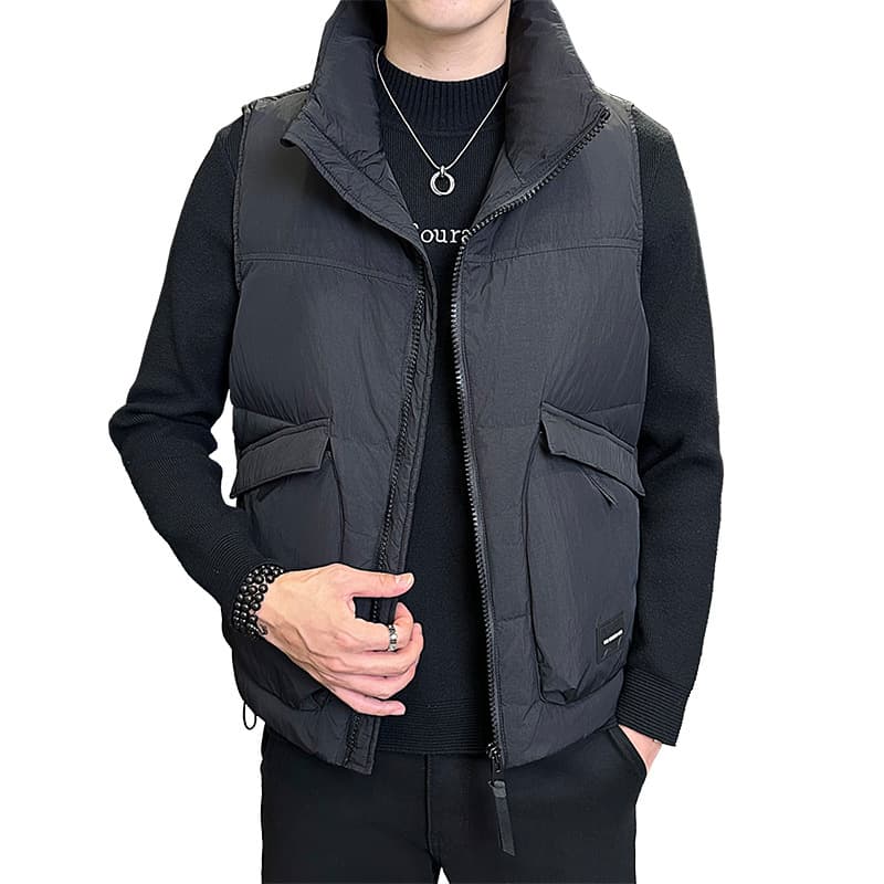 ベスト メンズ ダウン スタンドカラー軽量ダウンベスト