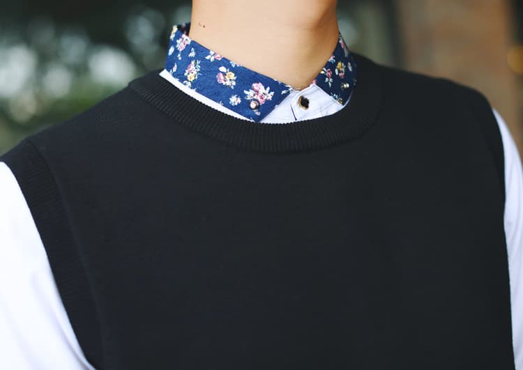 ベスト メンズ 上品な袖なしニットベスト丸首デザイン