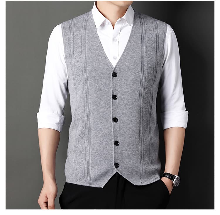 ベスト メンズ  ニット 上質縦柄デザイン