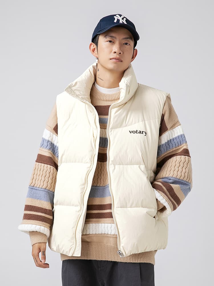 メンズ ベスト 男女兼用ダウンベスト防寒袖なし羽織り全3色