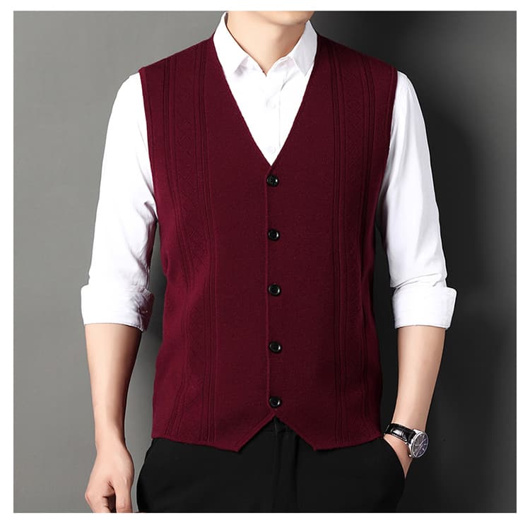 ベスト メンズ  ニット 上質縦柄デザイン