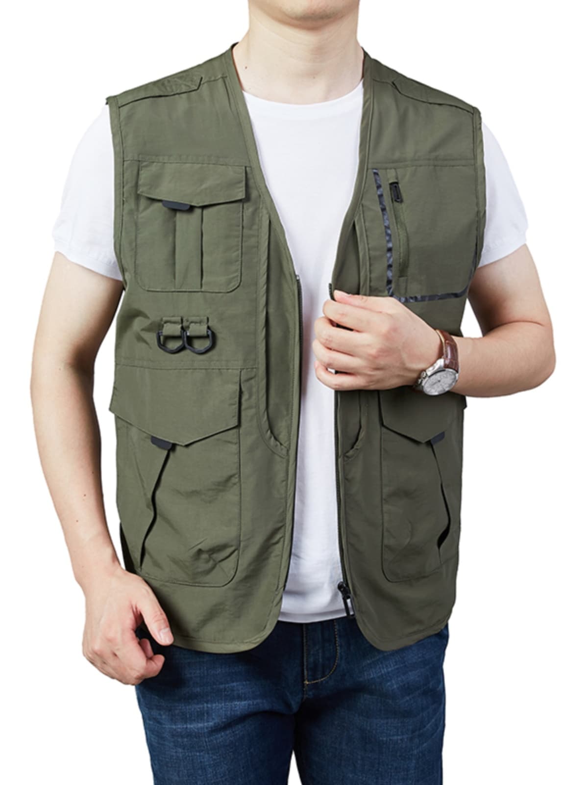 ベスト メンズ ナイロン マルチポケット機能性ベスト