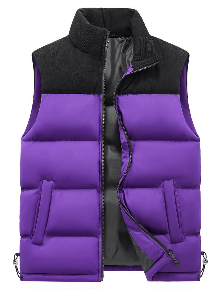 ベスト メンズ 切り替えハイネックダウンベスト