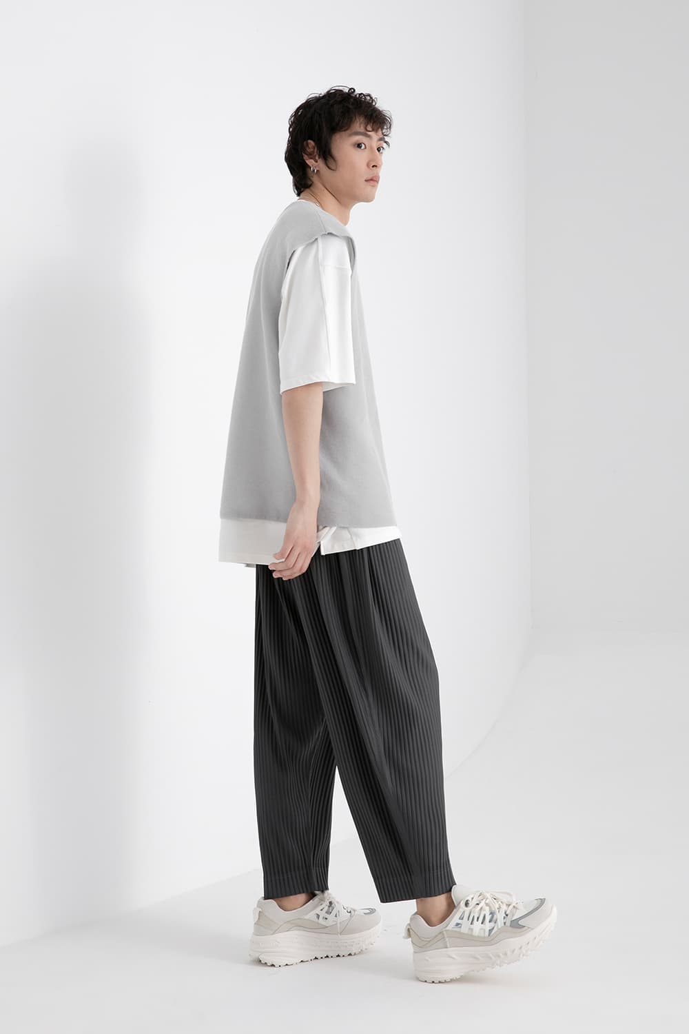 ベスト メンズ ニット シンプル涼風ニットベスト