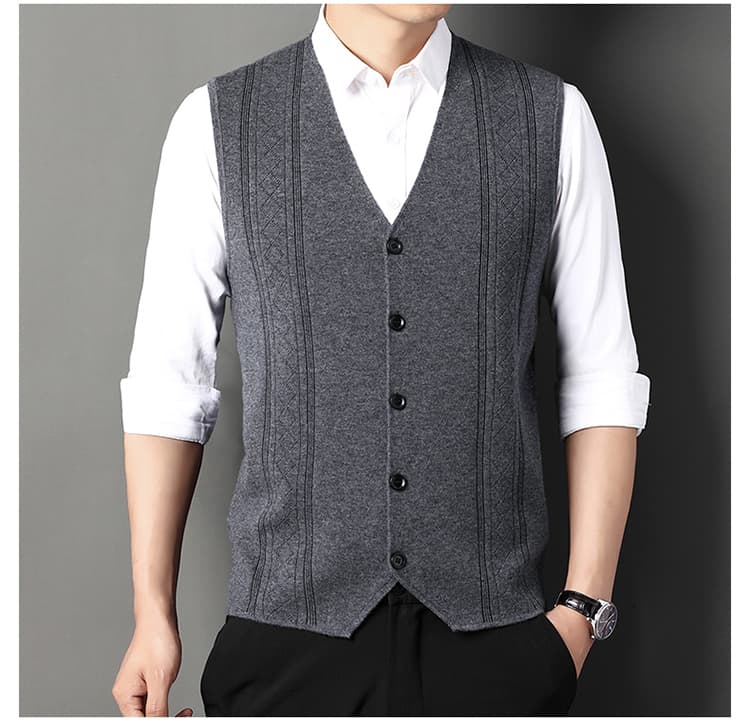 ベスト メンズ  ニット 上質縦柄デザイン