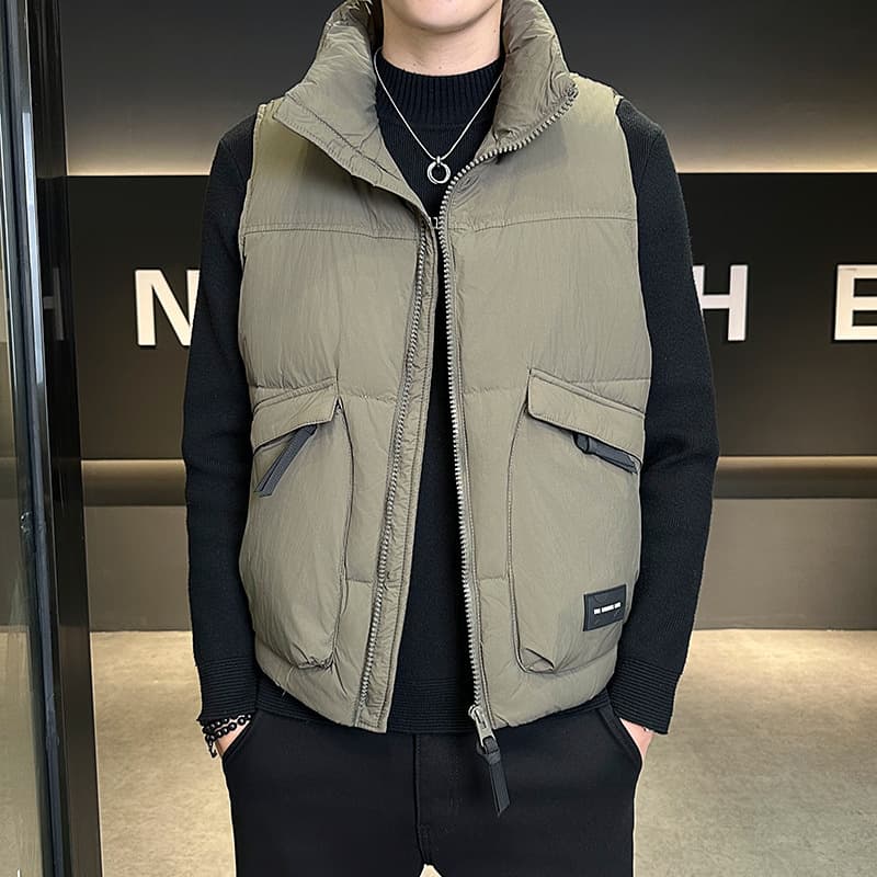 ベスト メンズ ダウン スタンドカラー軽量ダウンベスト