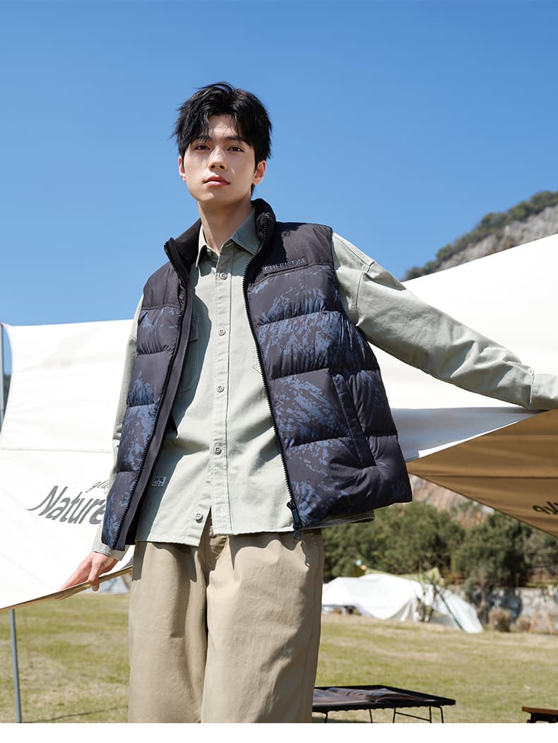 ベスト メンズ ダウン 機能性バイカラーダウンベスト