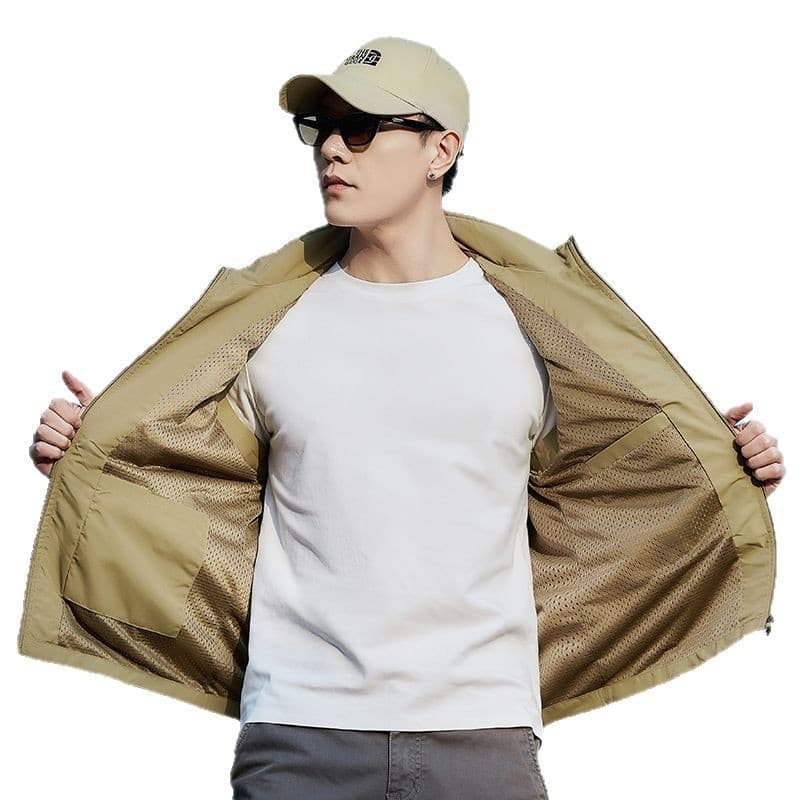 ベスト メンズ 多機能ポケット付き軽量ナイロンベスト