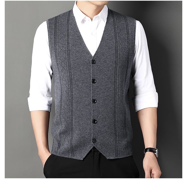 ベスト メンズ  ニット 上質縦柄デザイン