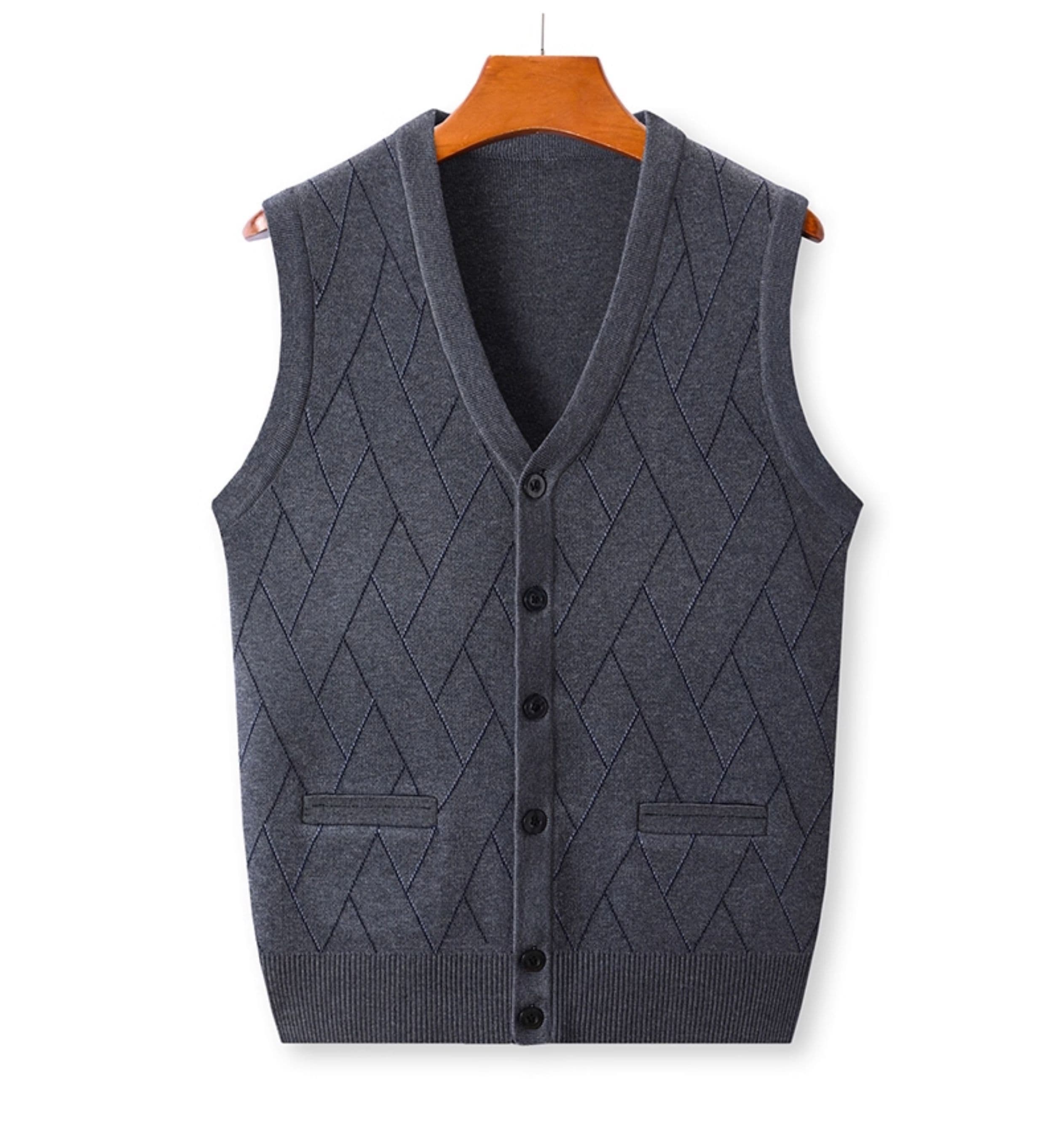 ベスト メンズ 菱形模様の上質ニットベスト