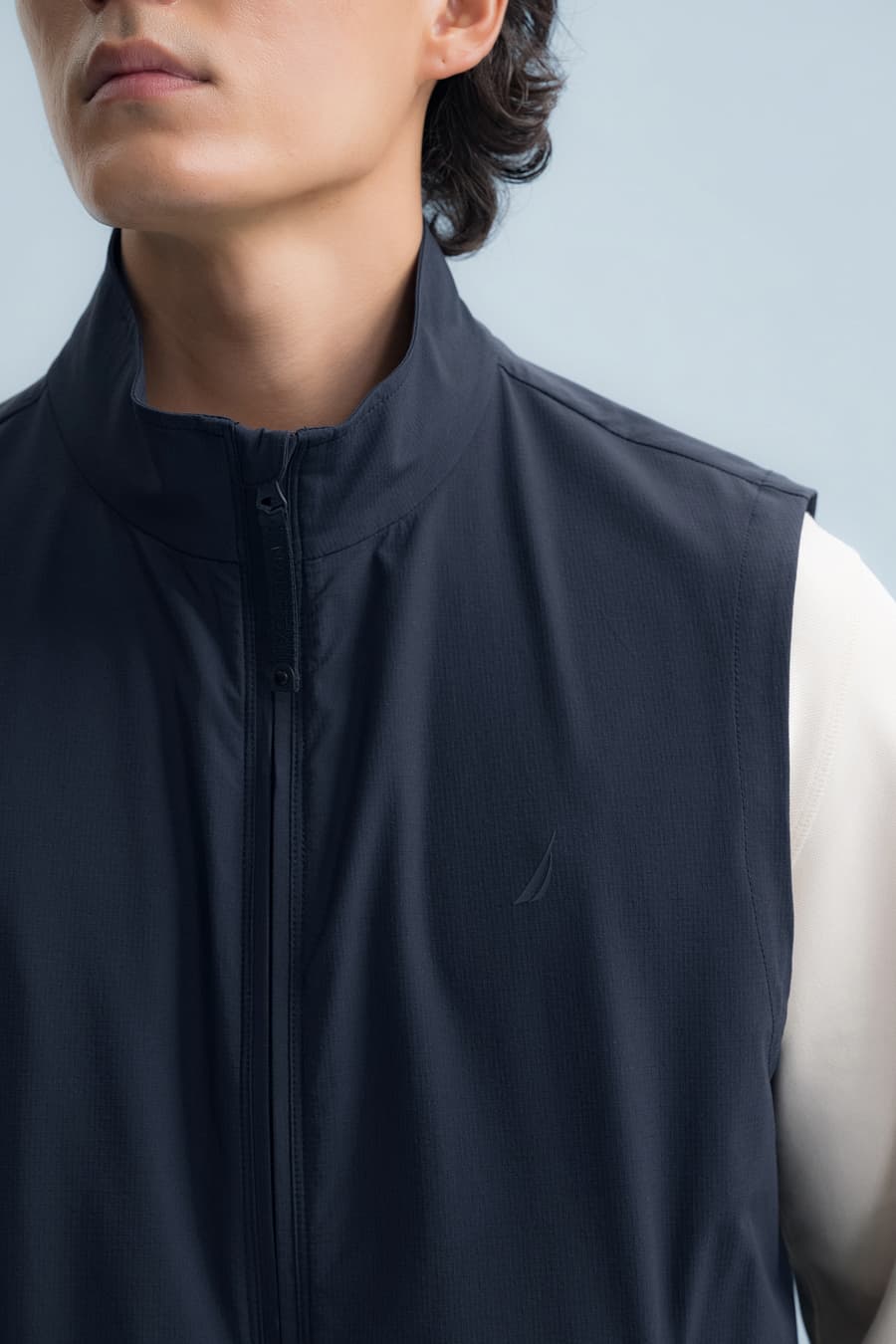 ベスト メンズ ナイロン スタンドカラー ミニマル ベスト