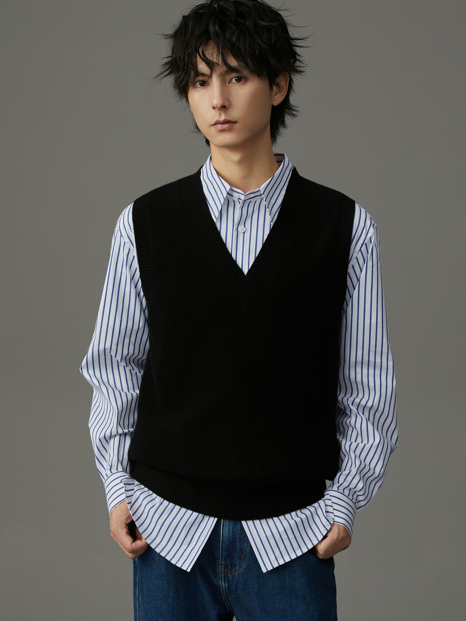 ベスト メンズ ニット スクールスタイル ベストニット