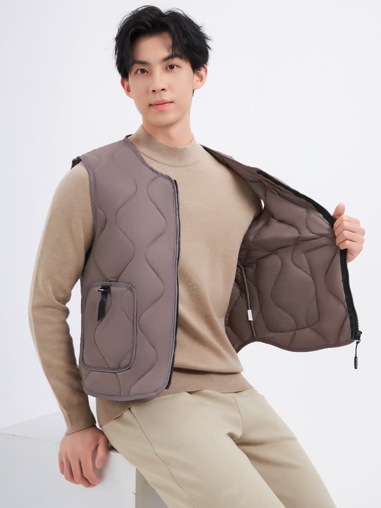ベスト メンズ ダウン 波型キルティングインナーベスト
