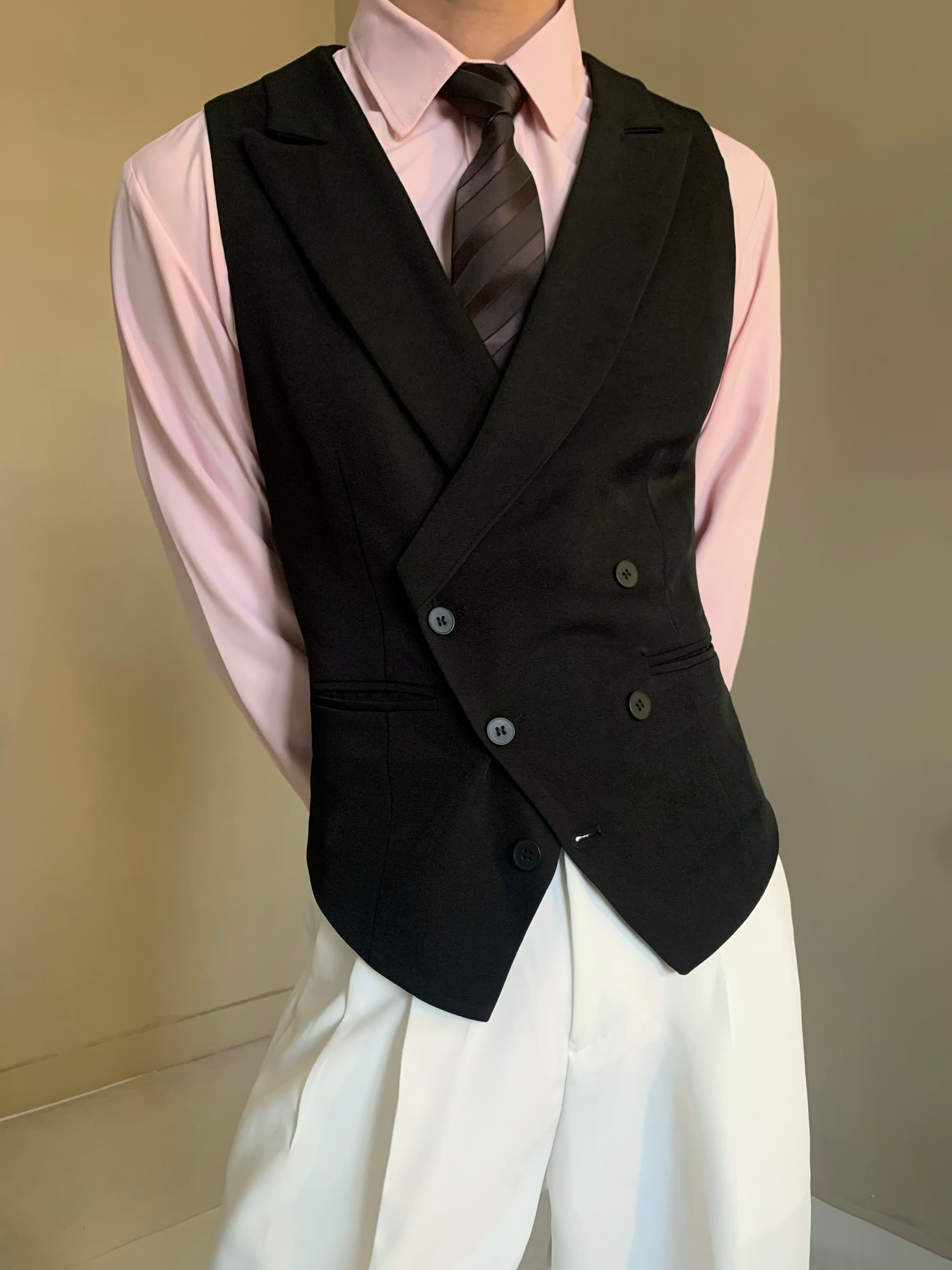 ベスト メンズ スーツ 上質ダブルベスト フォーマル仕立て